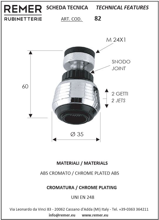 2-Function Faucet Aerator with Ball Joint A24xF22 | Remer 82 2-Function Faucet Aerator with Ball Joint A24xF22 | Remer 82